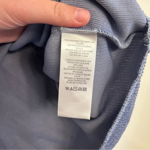 Urban Outfitters Parker Notched Long Sleeve Top Light Blue Size Small Cozy Warm - Picture 7 of 9